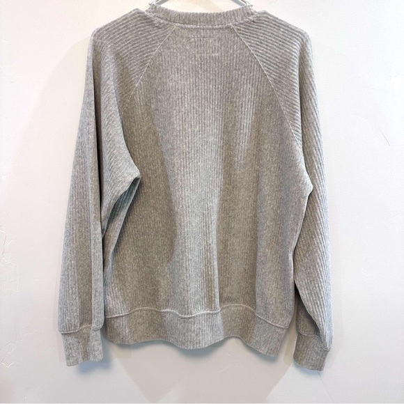 WILFRED FREE grey ribbed velour crewneck sweatshirt - Picture 5 of 5